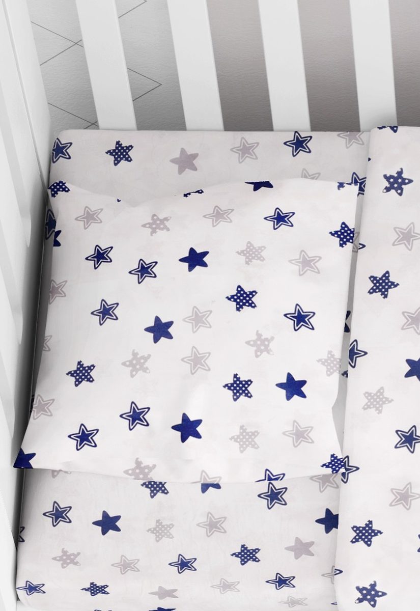 DimCol Μαξιλαροθήκη Φάκελος Βαμβακερή Bebe 35x45εκ. Star 102 Blue Dimcol (Ύφασμα: Βαμβάκι 100%) - DimCol - 1915817707310270