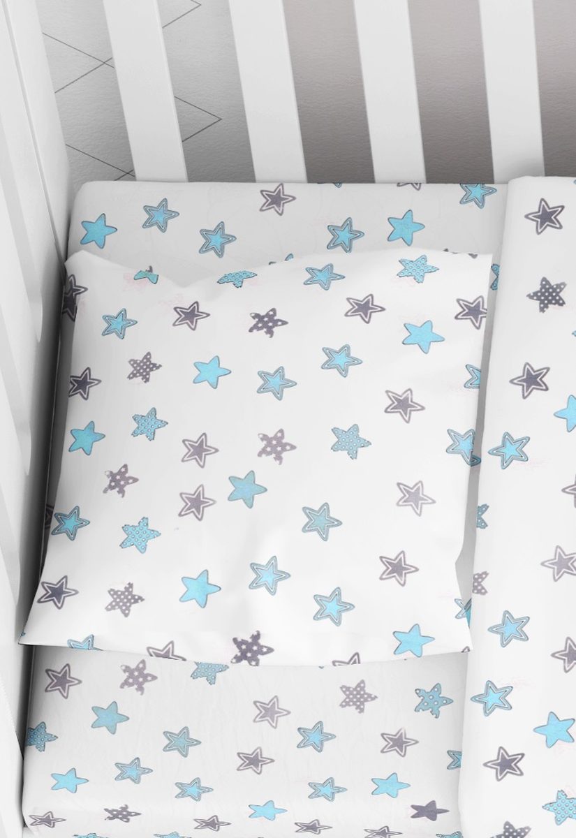 Μαξιλαροθήκη Φάκελος Βαμβακερή Bebe 35x45εκ. Star 104 Sky Blue Dimcol...