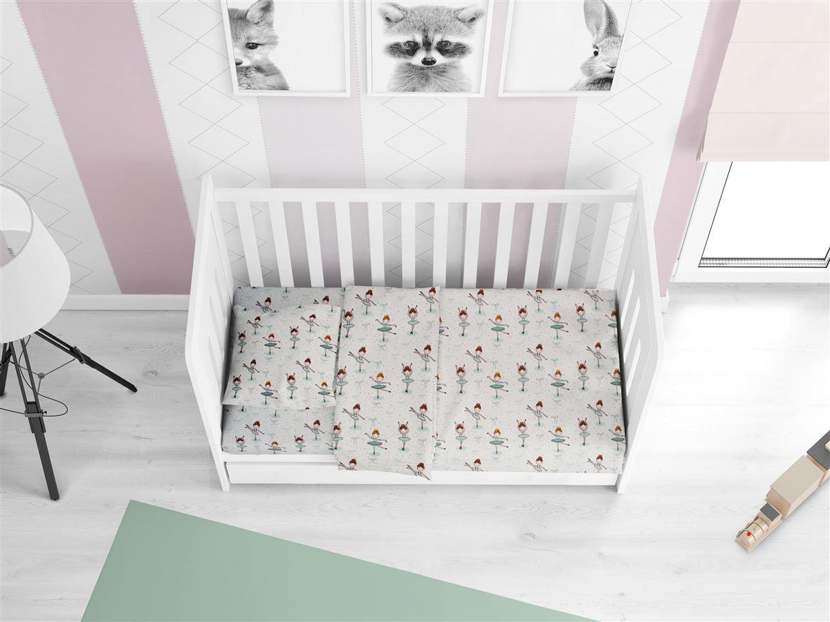 Σεντόνι Μεμονωμένο Φανελένιο Με Λάστιχο Κούνιας 70x140+15εκ. Μπαλαρίνα 166 Green...