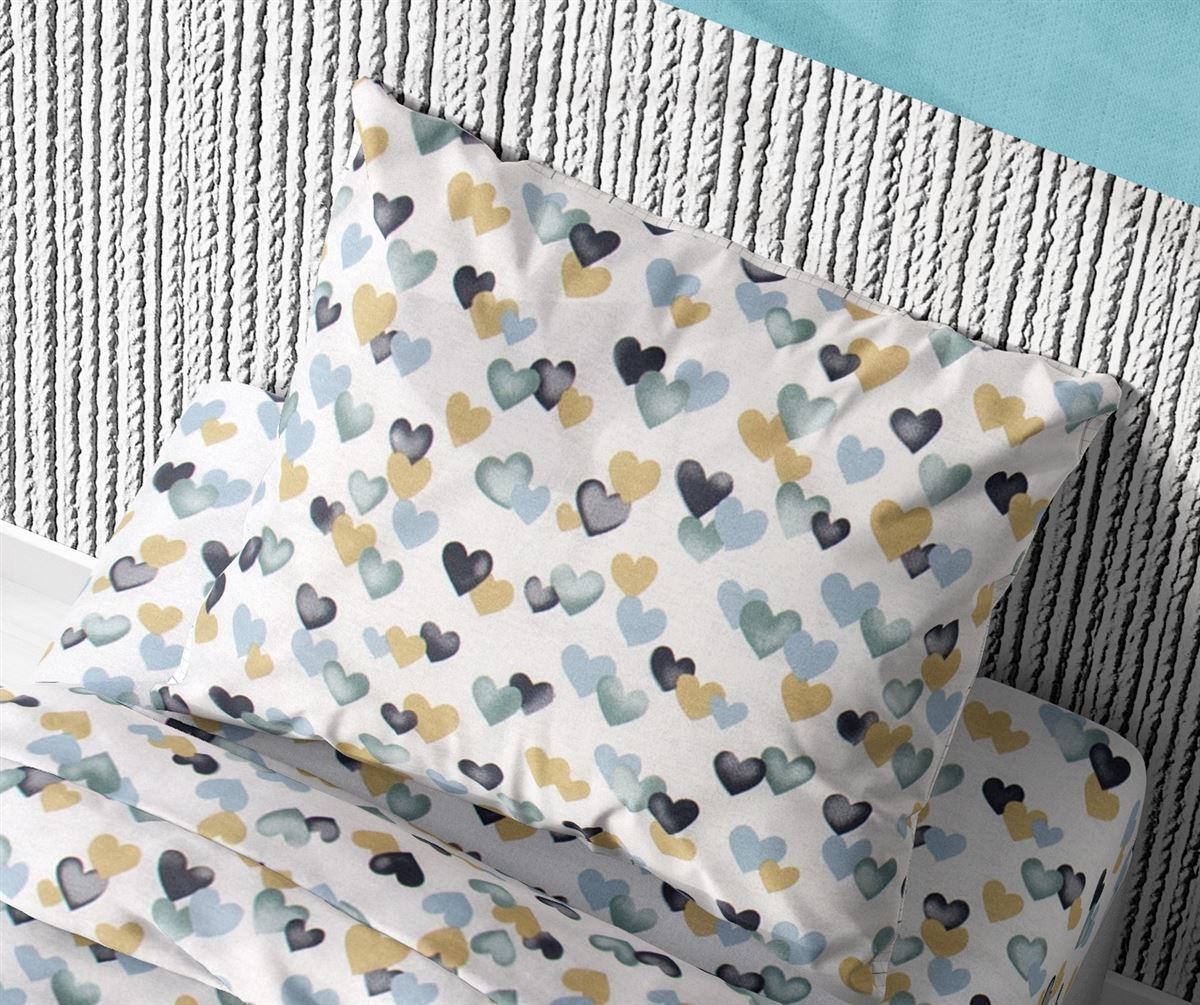 DimCol Μαξιλαροθήκη Φάκελος Βαμβακερή 50x70εκ. Hearts 11 Grey-Green DimCol (Ύφασμα: Βαμβάκι 100%, Χρώμα: Γκρι) - DimCol - 1925813107801188