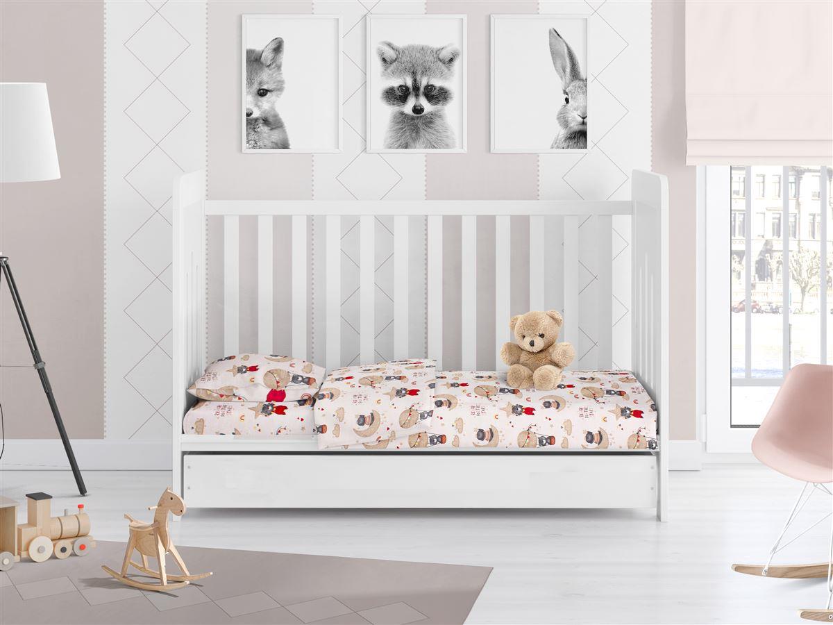 DimCol Σετ Σεντόνια Βαμβακερά Κούνιας 120x160εκ. Reach The Stars 190 Beige DimCol (Ύφασμα: Βαμβάκι 100%, Τύπος κατωσέντονου: Χωρίς Λάστιχο, Χρώμα: Μπεζ, Μέγεθος: Σετ) - DimCol - 1914617610819080