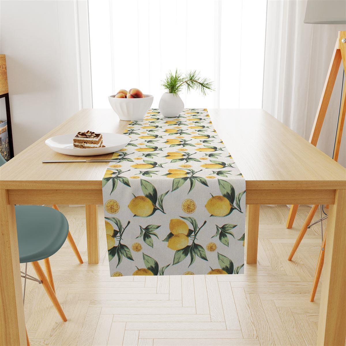 Runner Εμπριμέ Polycotton Αλέκιαστo 40x180εκ. Lemon 457 White-Yellow DimCol (Χρώμα:...