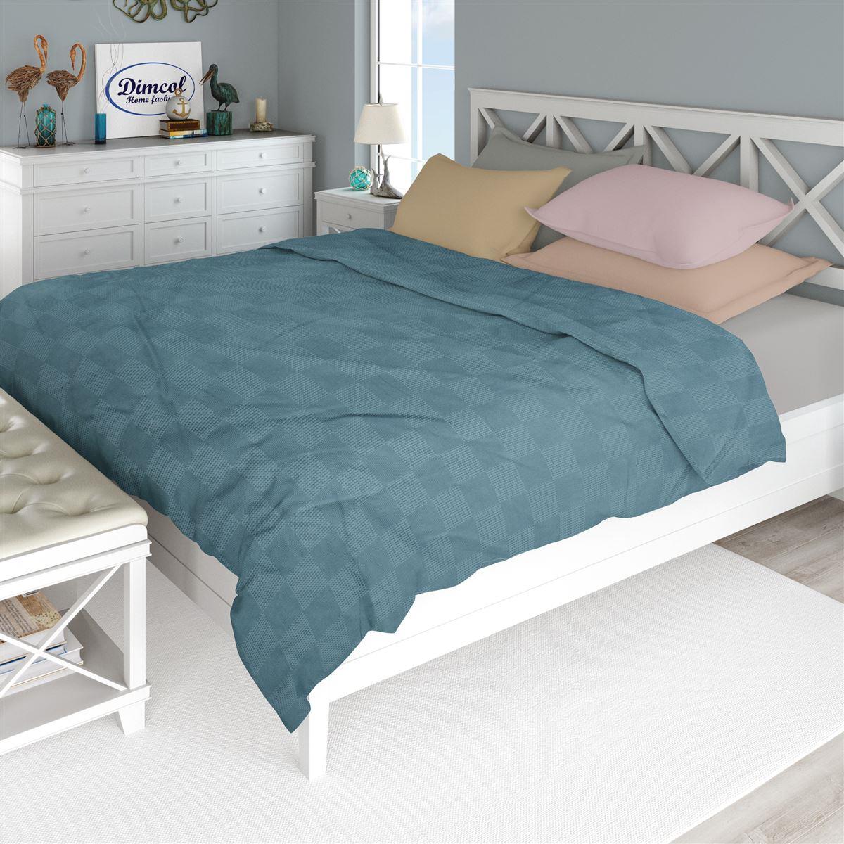 Κουβέρτα Πικέ King Size 240X250 Dimcol Μονόχρωμη Πετρόλ (240×250)