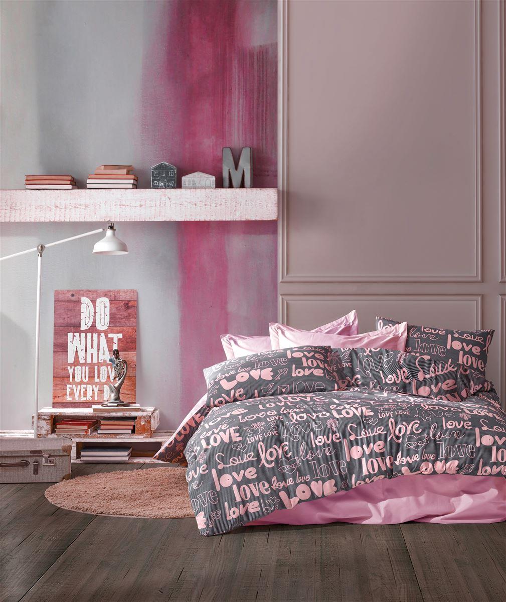 Πάπλωμα Polycotton Υπέρδιπλο 220x240εκ. Αγάπη 299 Grey-Lila Dimcol (Χρώμα: Λιλά,...