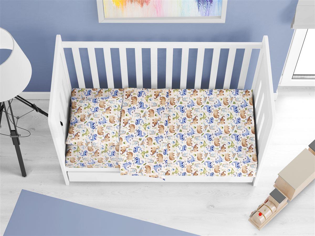 DimCol Σετ Σεντόνια Βαμβακερά Κούνιας 120x160εκ. Dinosaur 517 Sky Blue Dimcol (Ύφασμα: Βαμβάκι 100%, Τύπος κατωσέντονου: Χωρίς Λάστιχο, Χρώμα: Γαλάζιο , Μέγεθος: Σετ) - DimCol - 31112221016