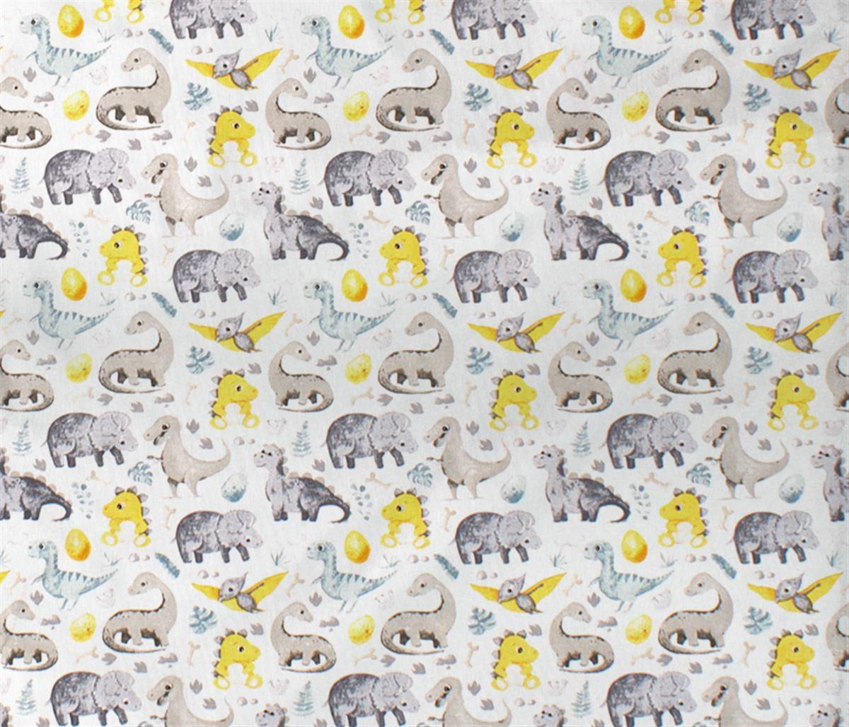 Σεντόνι Λίκνου Βαμβακερό Μεμονωμένο 80x110εκ. Dinosaur 516 Grey Dimcol (Ύφασμα:...