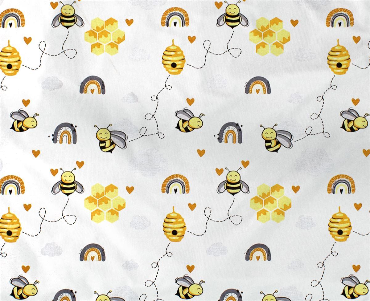 Πάνα Χασές Bebe Βαμβακερή 80x80εκ. Honey Bee 545 White-Yellow Dimcol (Ύφασμα: Βαμβάκι 100%, Χρώμα: Λευκό) - DimCol - 31111328031