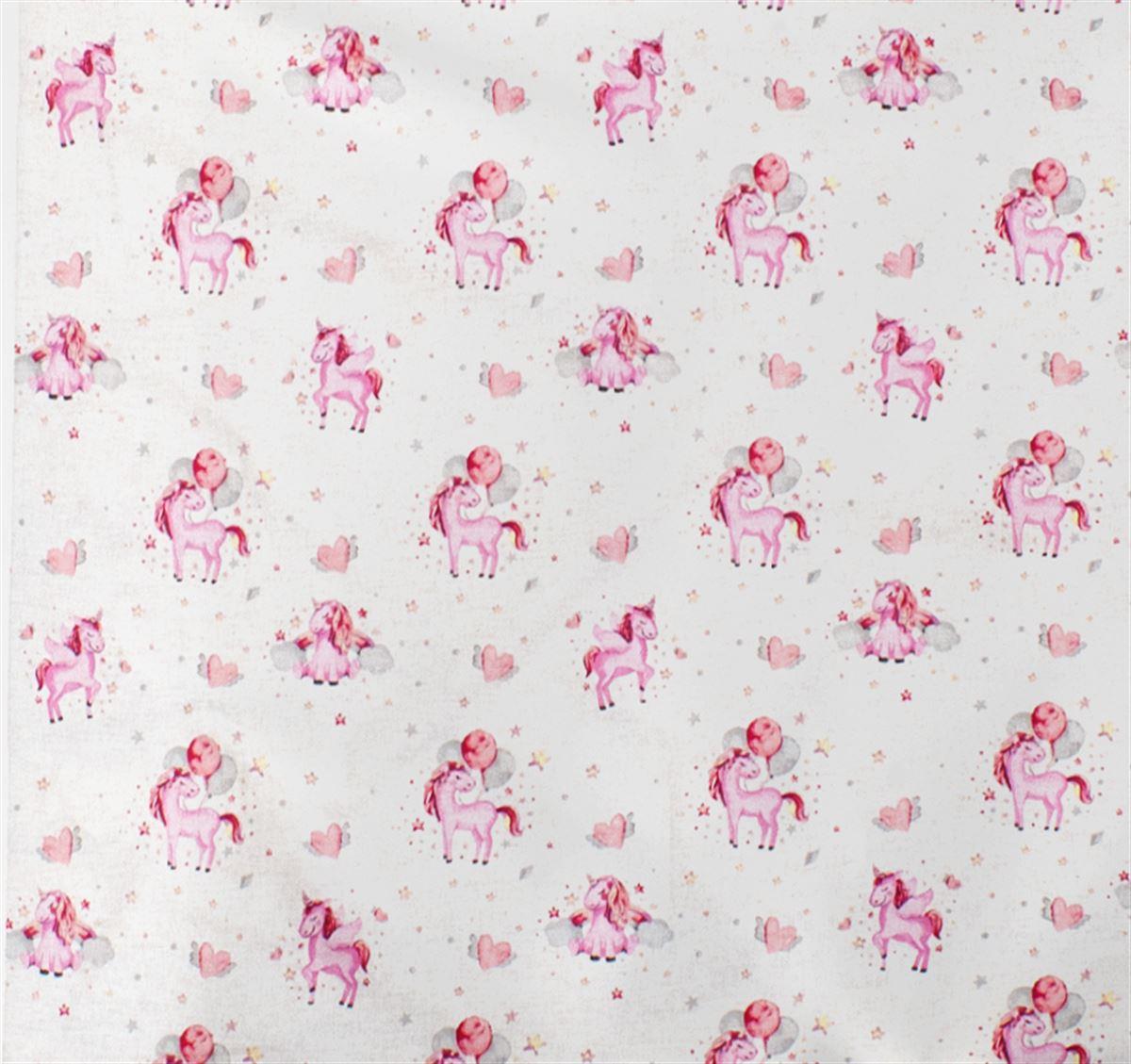 DimCol Πάνα Χασές Bebe Βαμβακερή 80x80εκ. Unicorn 208 White-Pink Dimcol (Ύφασμα: Βαμβάκι 100%, Χρώμα: Λευκό) - DimCol - 31111328026