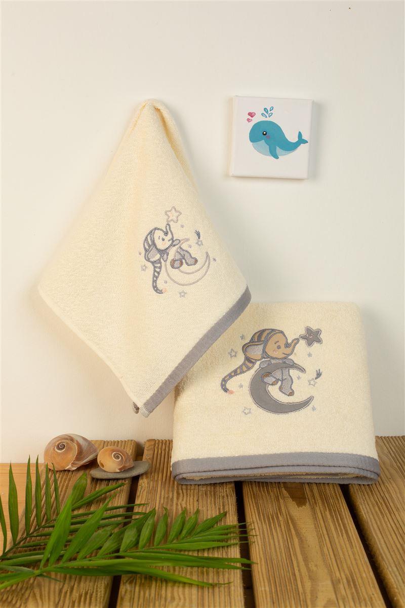 Σετ Πετσέτες 2τμχ Μπεμπέ Βαμβακερές Εκρού Dreaming Elephant 169 DimCol...