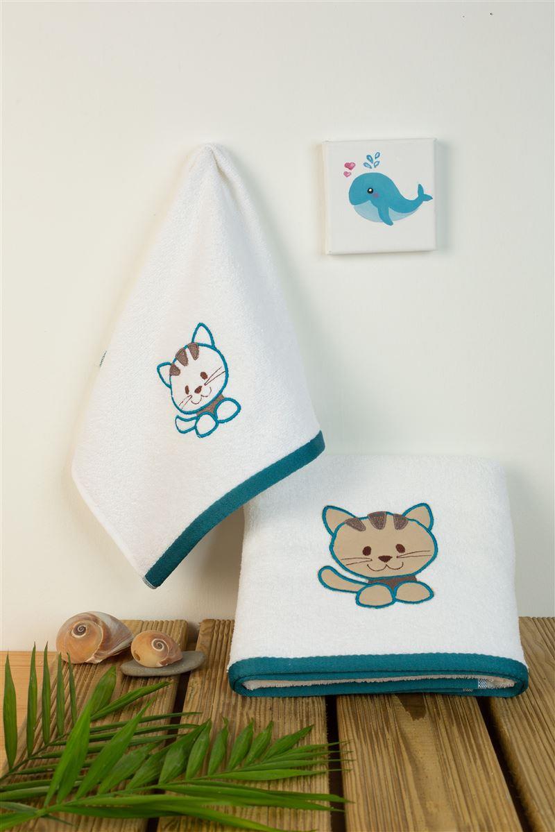 Σετ Πετσέτες 2τμχ Μπεμπέ Βαμβακερές Λευκές Kitty 137 Di