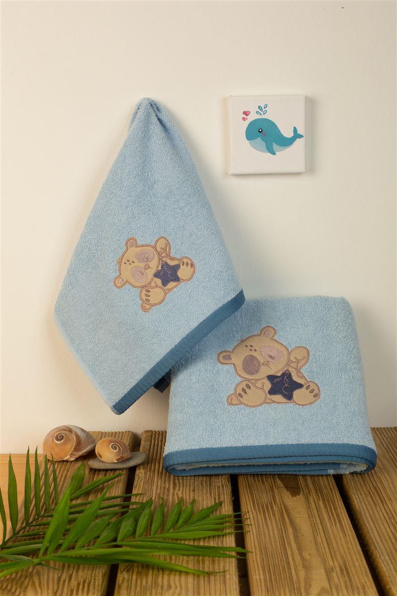 Σετ Πετσέτες 2τμχ Μπεμπέ Βαμβακερές Σιέλ Star Bear 151 