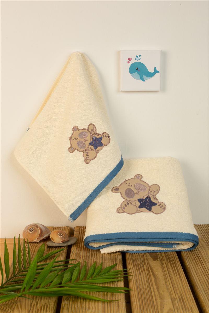 DimCol - ΣΗΜΑΝΤΙΚΟ: Σε περίπτωση διαφοράς τιμής από το κατάστημα ισχύει παντα και μόνο η τιμή του καταστήματος Σετ Πετσέτες 2τμχ Μπεμπέ Βαμβακερές Εκρού Star Bear 153