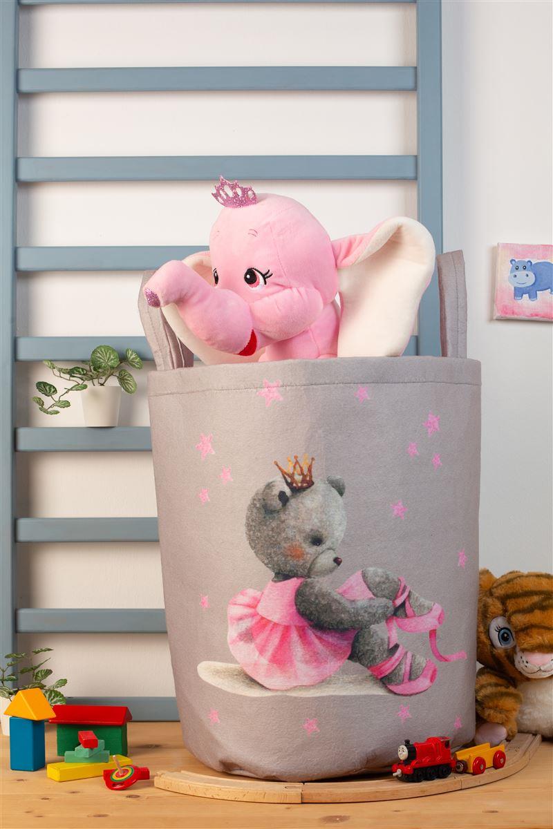 Παιδικό Καλάθι Αποθήκευσης Polyester Γκρι Ballerina 105 DimCol 45x30x50εκ. (Ύφασμα: Polyester, Χρώμα: Γκρι) - DimCol - 31463608006