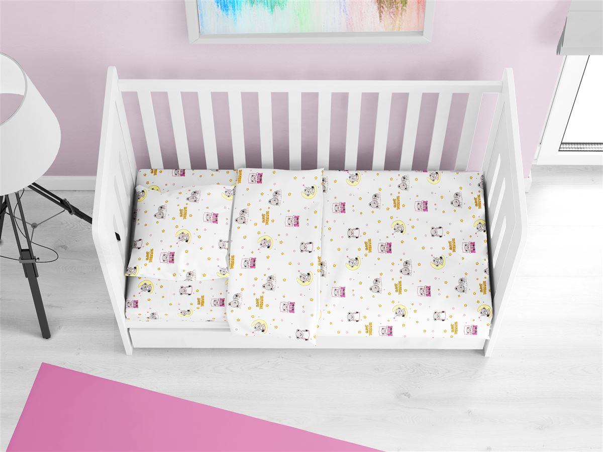 DimCol Πάπλωμα Βαμβακερό Κούνιας 120x160εκ. Sweet Dreams 553 White-Pink DimCol (Ύφασμα: Βαμβάκι 100%, Χρώμα: Λευκό, Μέγεθος: Κούνιας) - DimCol - 31111121035