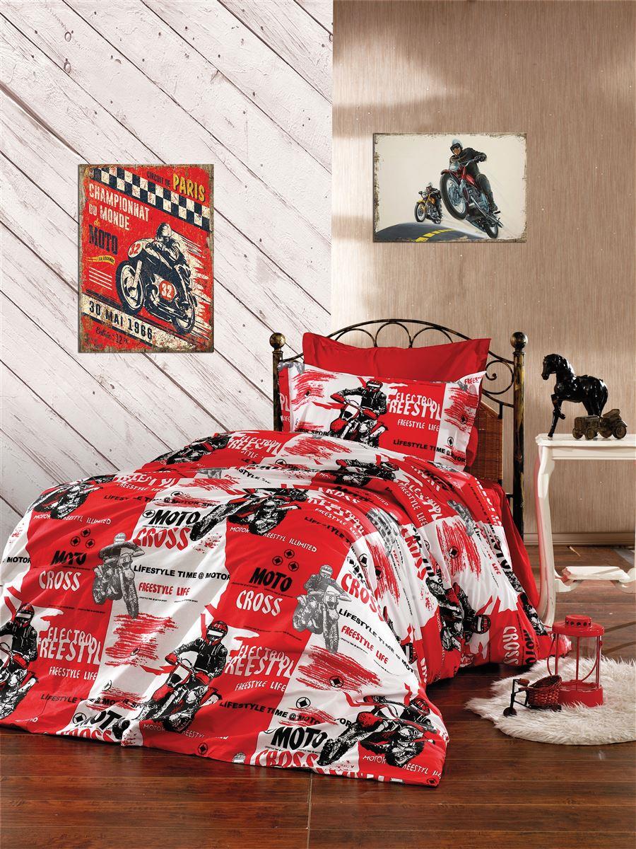 Παπλωματοθήκη Polycotton Μονή 160x240εκ. Motocross 288 Red DimCol (Χρώμα: Κόκκινο,...
