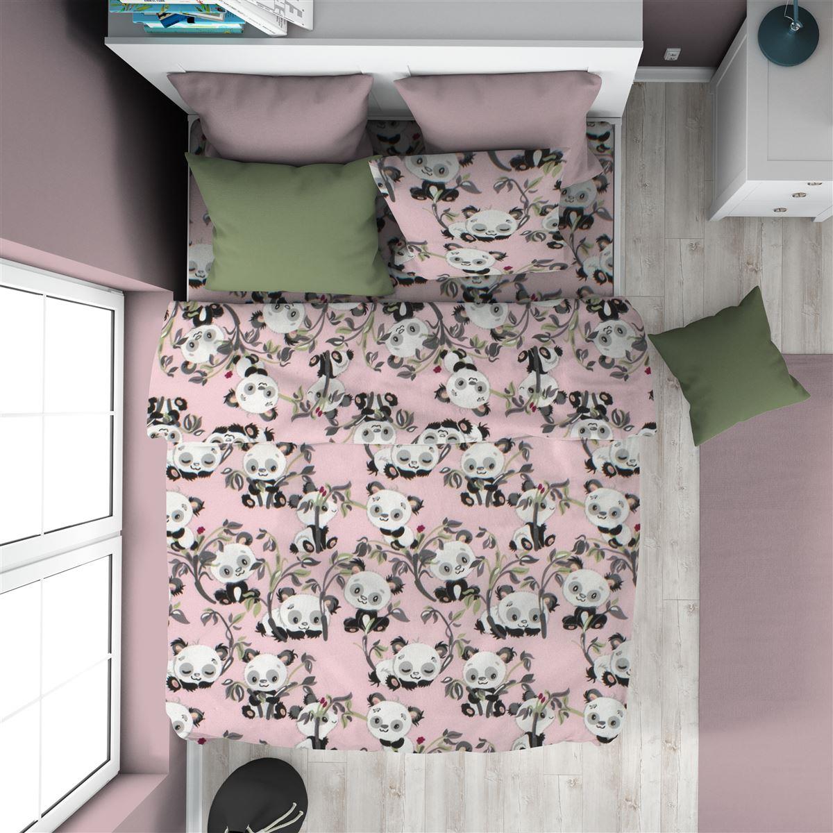 Παπλωματοθήκη Φανελένια Μονή 160X240 Dimcol Panda Bear 97 (160×240)