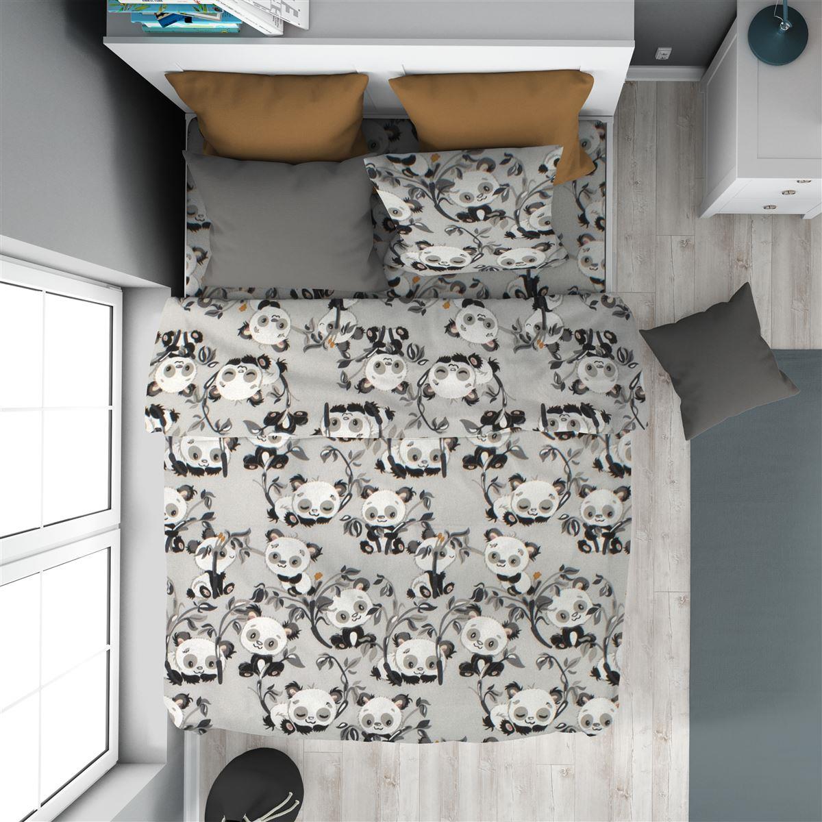 Παπλωματοθήκη Φανελένια Μονή 160X240 Dimcol Panda Bear 96 (160×240)