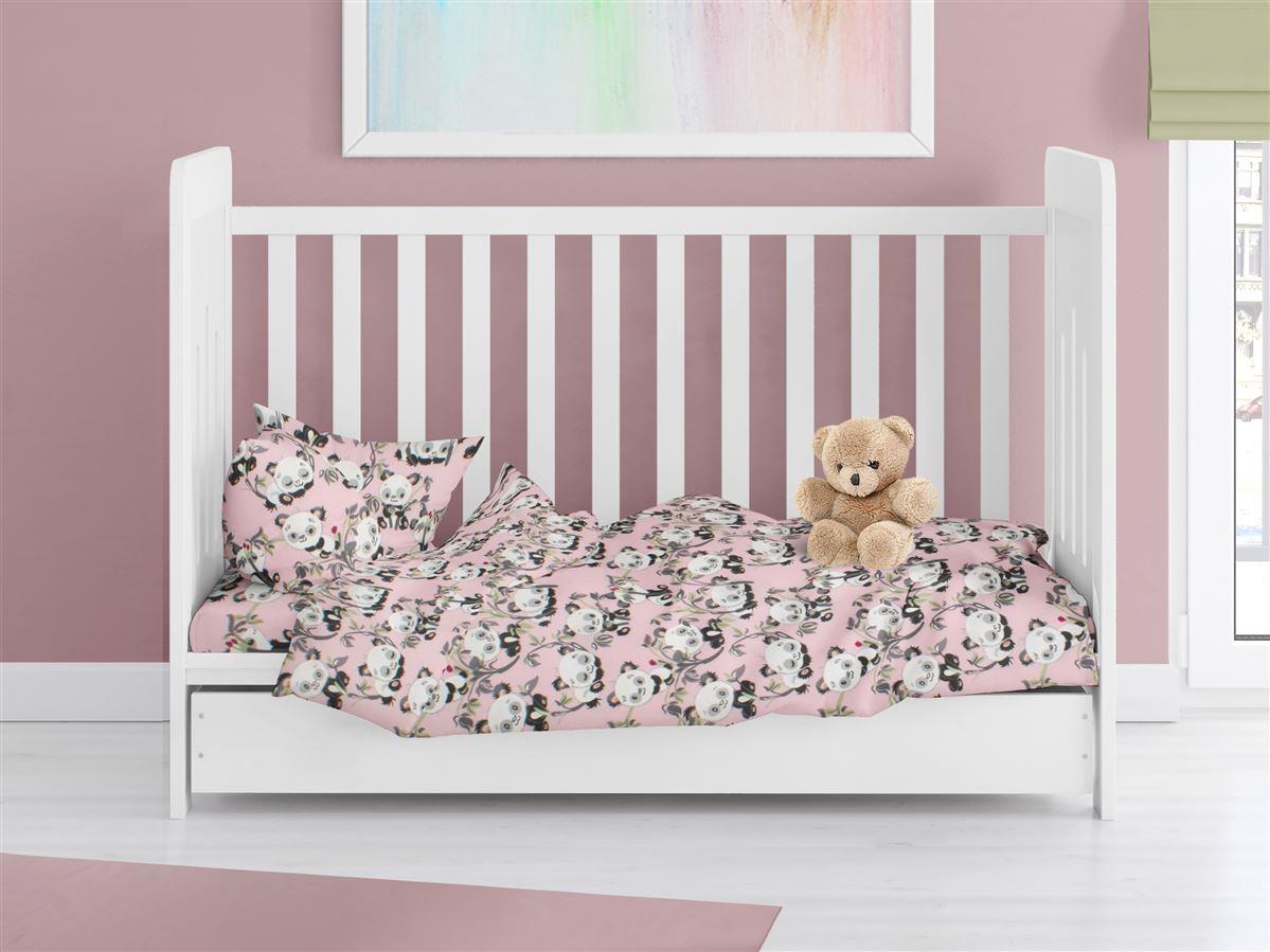 Φανελένια Παπλωματοθήκη Κούνιας Dimcol Panda Bear 97 Pink 120×160