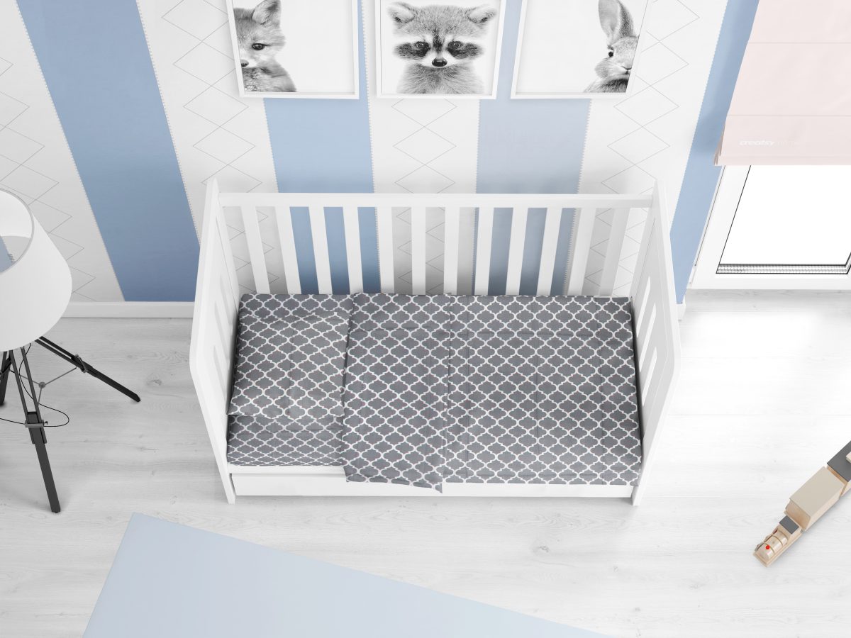 Σεντόνι Μεμονωμένο Βαμβακερό Με Λάστιχο Κούνιας 70x140+15εκ. Windows 135 Grey...