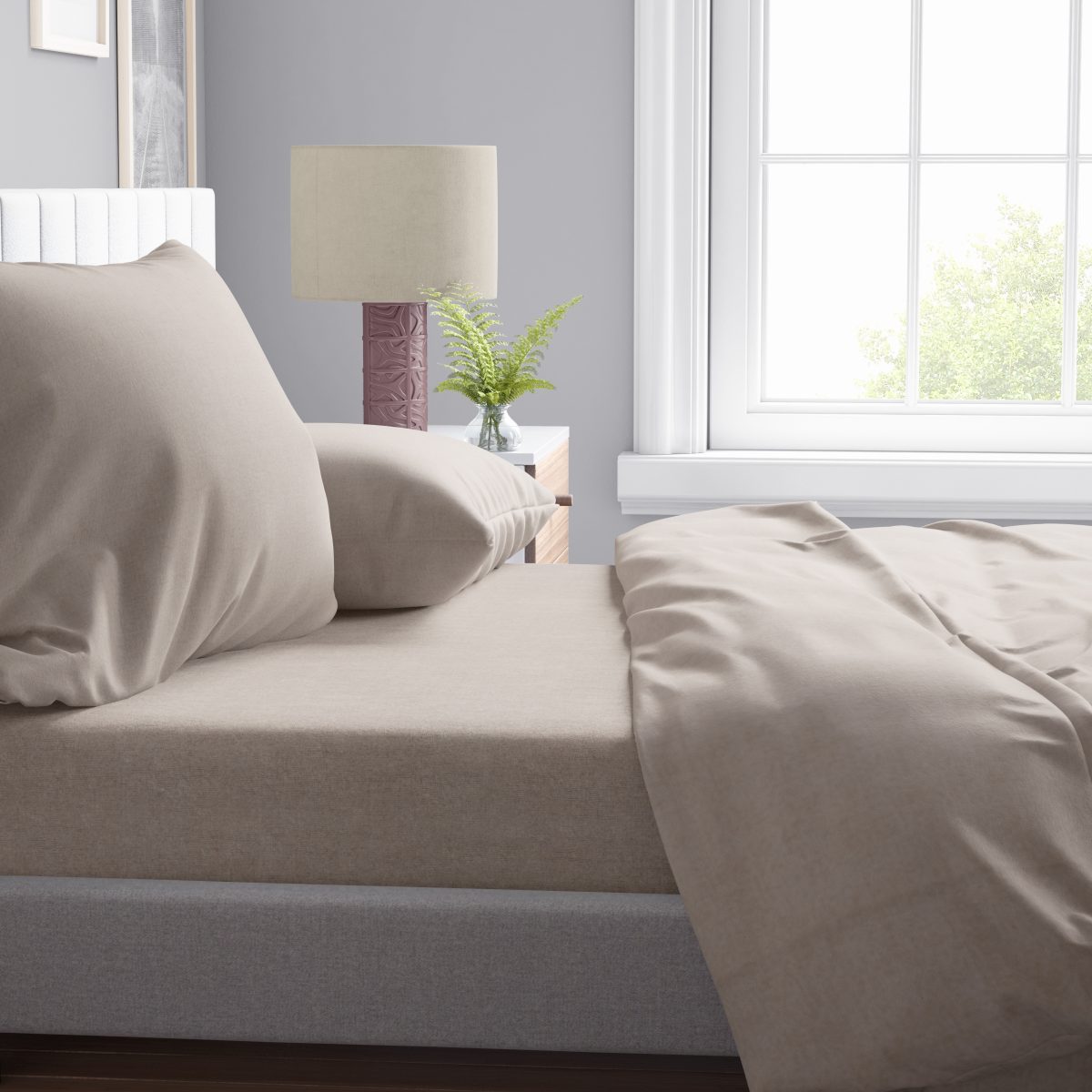 Μαξιλαροθήκη Polycotton 50x70εκ. Μελανζέ 01 Beige DimCol (Χρώμα: Μπεζ, Ύφασμα:...