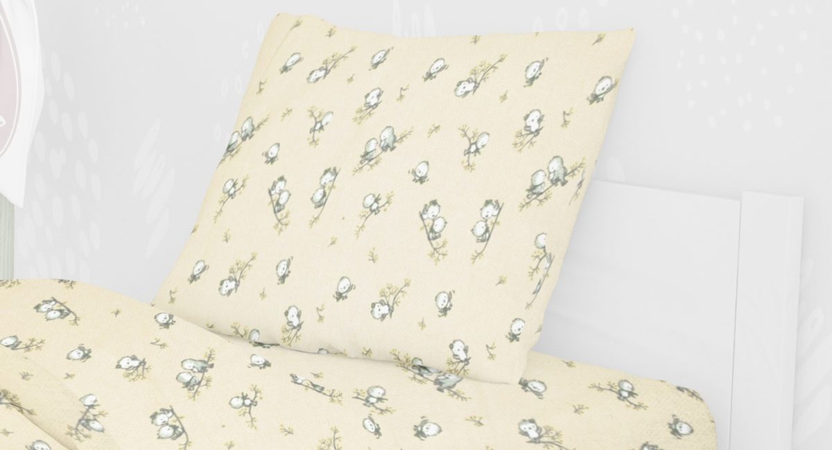 DimCol Μαξιλαροθήκη Παιδική Φανελένια 50x70εκ. Birds 16 Ecrou DimCol (Ύφασμα: Φανέλα, Χρώμα: Εκρού ) - DimCol - 1925853108601678