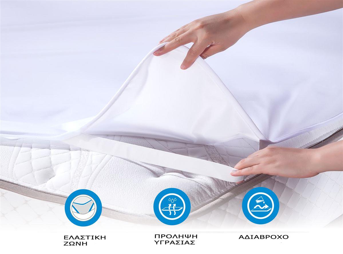 DimCol Επίστρωμα Αδιάβροχο 180x200+30εκ. Με Λάστιχο Λευκό DimCol (Χρώμα: Λευκό) - DimCol - 1231315430500076