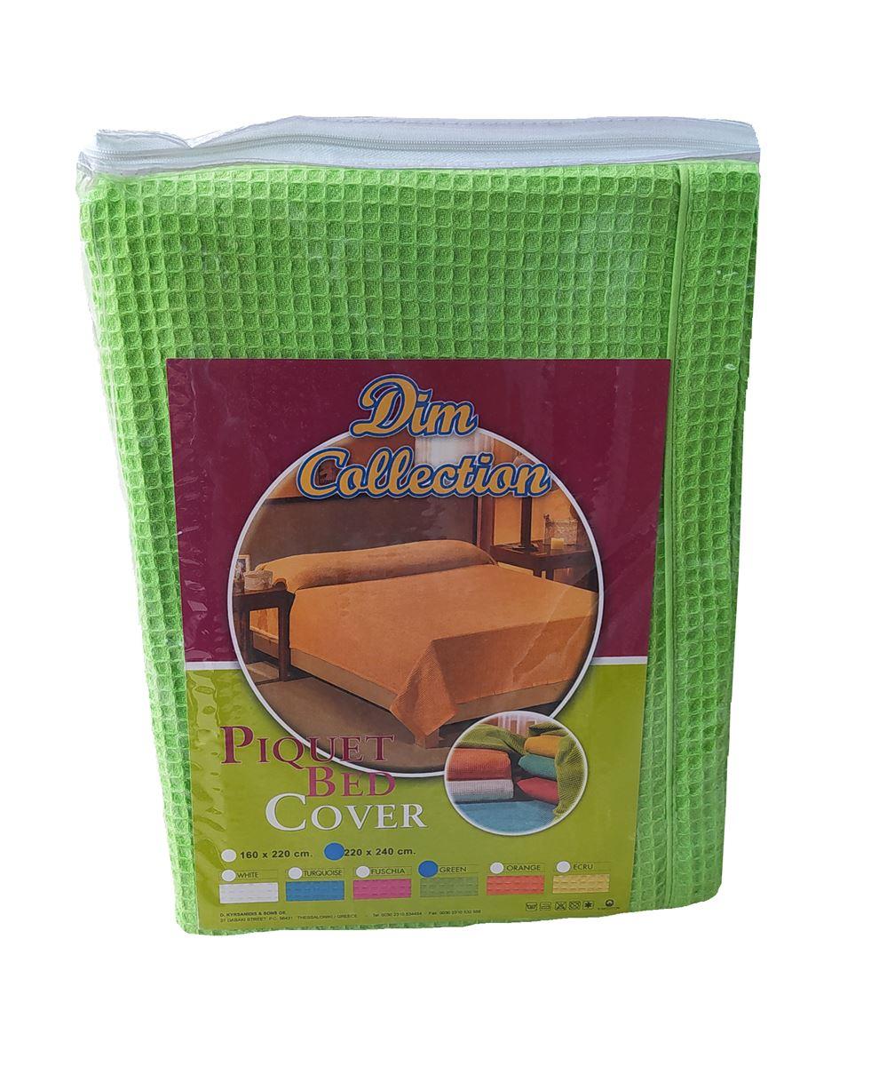 DimCol Κουβέρτα Πικέ Βαμβακερή Υπέρδιπλη 220x240εκ. Green DimCol (Ύφασμα: Βαμβάκι 100%, Χρώμα: Πράσινο ) - DimCol - 1830415530700081