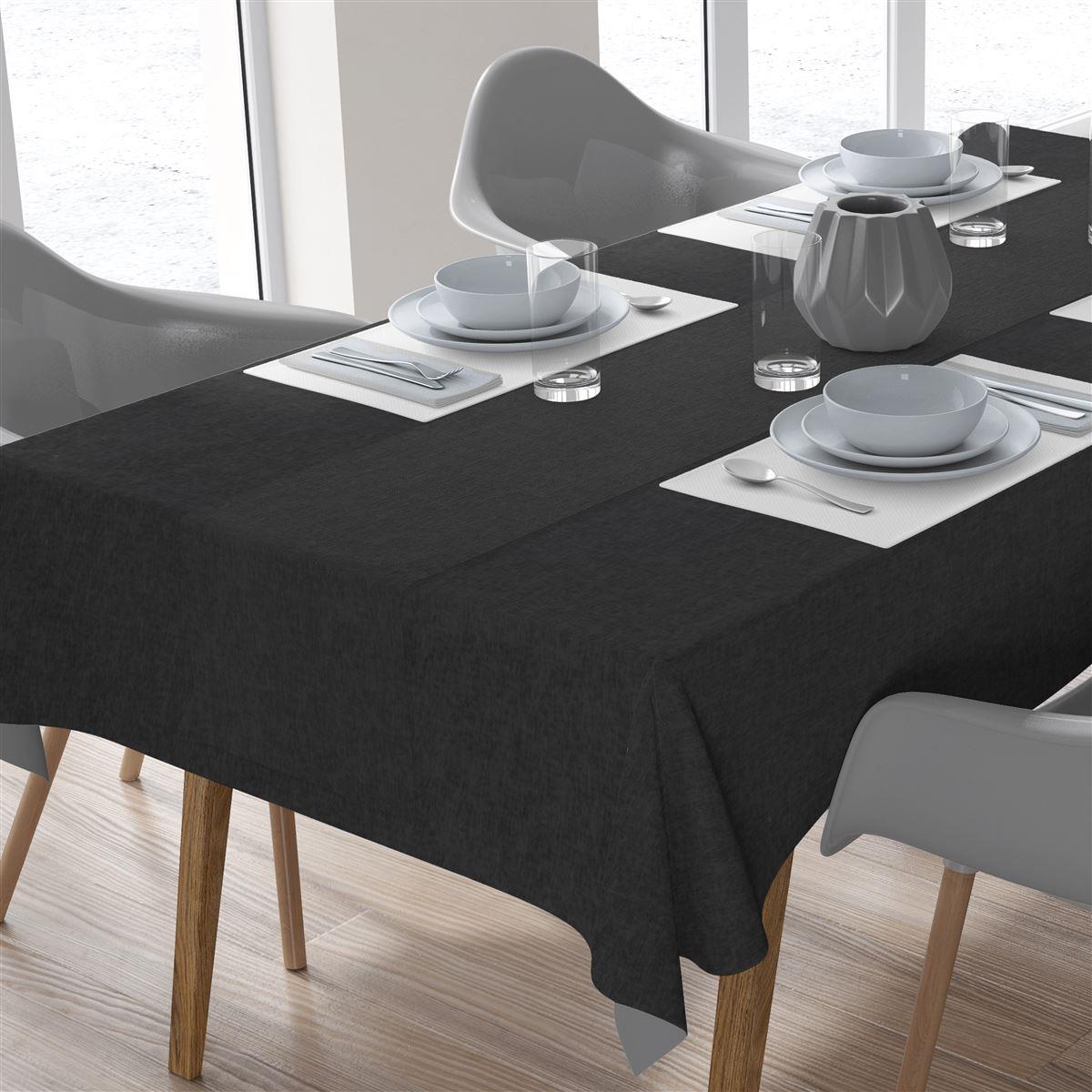 DimCol Σετ Τραπεζομάντηλο 140x220εκ. Με Runner 40x220εκ. Αλέκιαστο Polycotton Panama Black DimCol (Χρώμα: Μαύρο, Ύφασμα: 70% Βαμβάκι-30% Polyester) - DimCol - 19368800883000BK