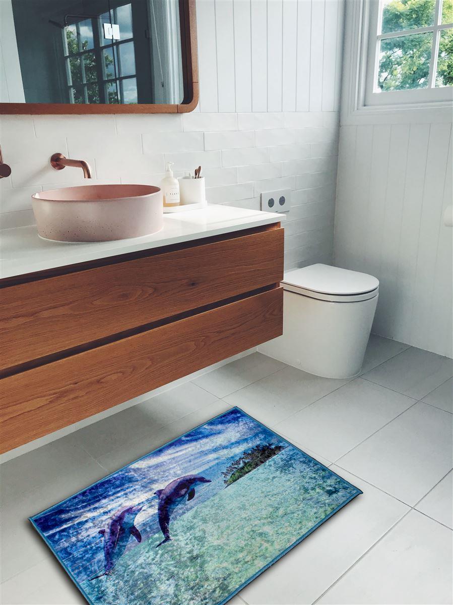 Ταπέτο Μπάνιου Αντιολισθητικό Polyester 50x85εκ. Dolphins 260 DimCol (Ύφασμα: Polyester) - DimCol - 33463058004