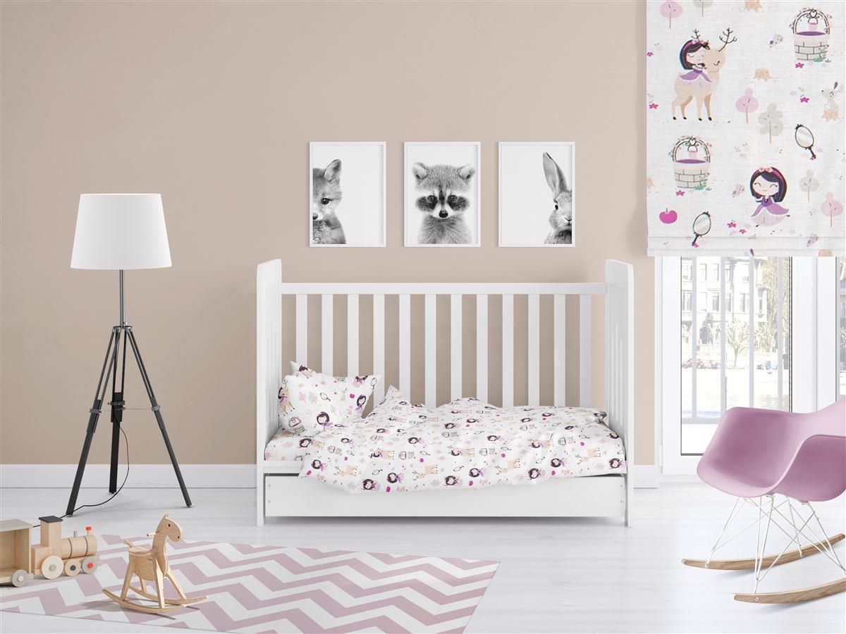 Παπλωματοθήκη Κούνιας (120×160) Dimcol Lily & Deer 179 White-Pink