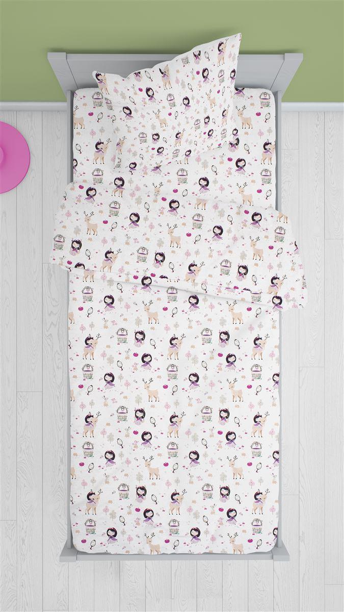 ΣΕΝΤΟΝΙΑ ΕΜΠΡΙΜΕ ΣΕΤ 3 τεμ kids Lily + Deer 179 160X240 White-Pink Cotton 100%