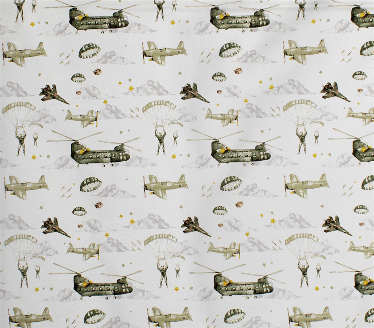 DimCol Πάνα Χασέ Βαμβακερή 80x80εκ. Aircraft 196 White-Khaki DimCol (Ύφασμα: Βαμβάκι 100%, Χρώμα: Λευκό) - DimCol - 31111328011