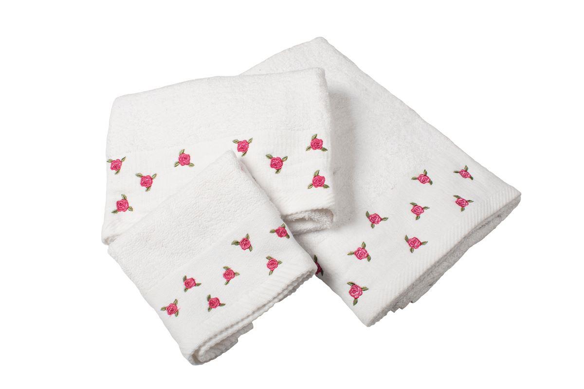 Σετ Πετσέτες 3τμχ Βαμβακερές Λευκές DimCol (Ύφασμα: Βαμ