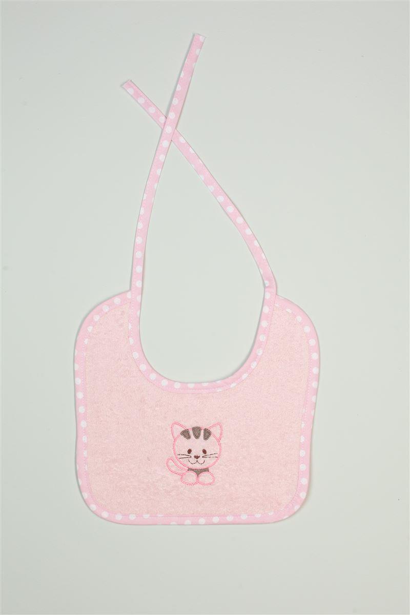 DimCol Σαλιάρα Βαμβακερή Με Κέντημα Kitty 136 25x25εκ. Ροζ DimCol (Σετ 6 Τεμάχια) (Ύφασμα: Βαμβάκι 100%, Χρώμα: Ροζ) - DimCol - 31140718001