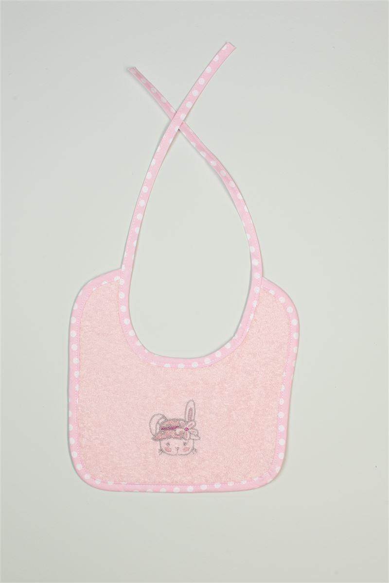 DimCol Σαλιάρα Βαμβακερή Με Κέντημα Rabbit Girl 146 25x25εκ. Ροζ DimCol (Σετ 6 Τεμάχια) (Ύφασμα: Βαμβάκι 100%, Χρώμα: Ροζ) - DimCol - 31140718007