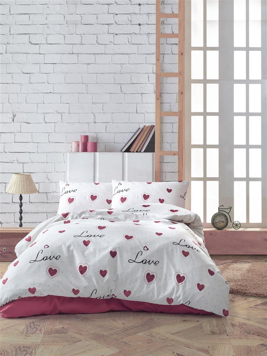 DimCol Παπλωματοθήκη Polycotton Μονή 160x240εκ. Έρως 301 White-Red DimCol (Χρώμα: Λευκό, Ύφασμα: 70% Βαμβάκι-30% Polyester, Μέγεθος: Μονά) - DimCol - 33310823045