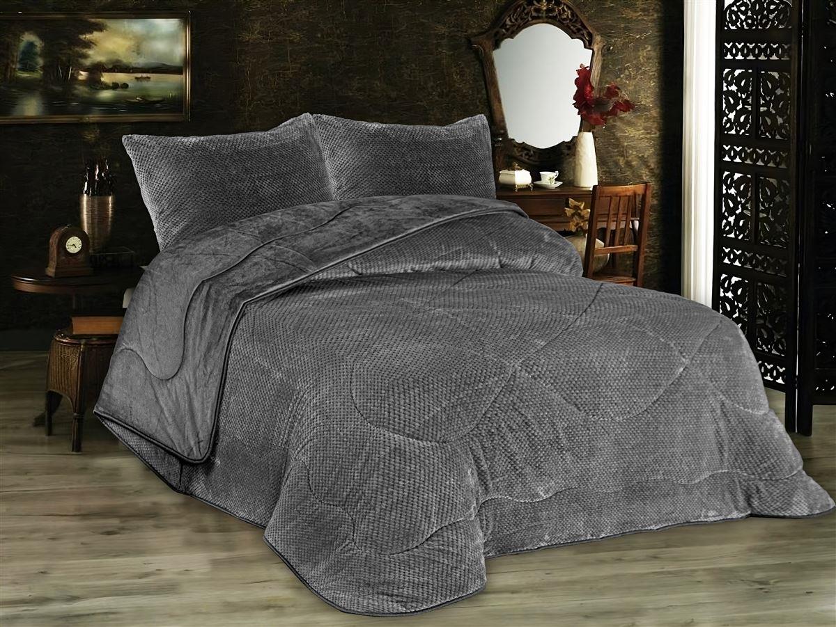DimCol Κουβερτοπάπλωμα Popcorn Fleece Υπέρδιπλο 220x240εκ. Grey-Black 1950 DimCol (Ύφασμα: Polyester, Χρώμα: Μαύρο) - DimCol - 33421024045