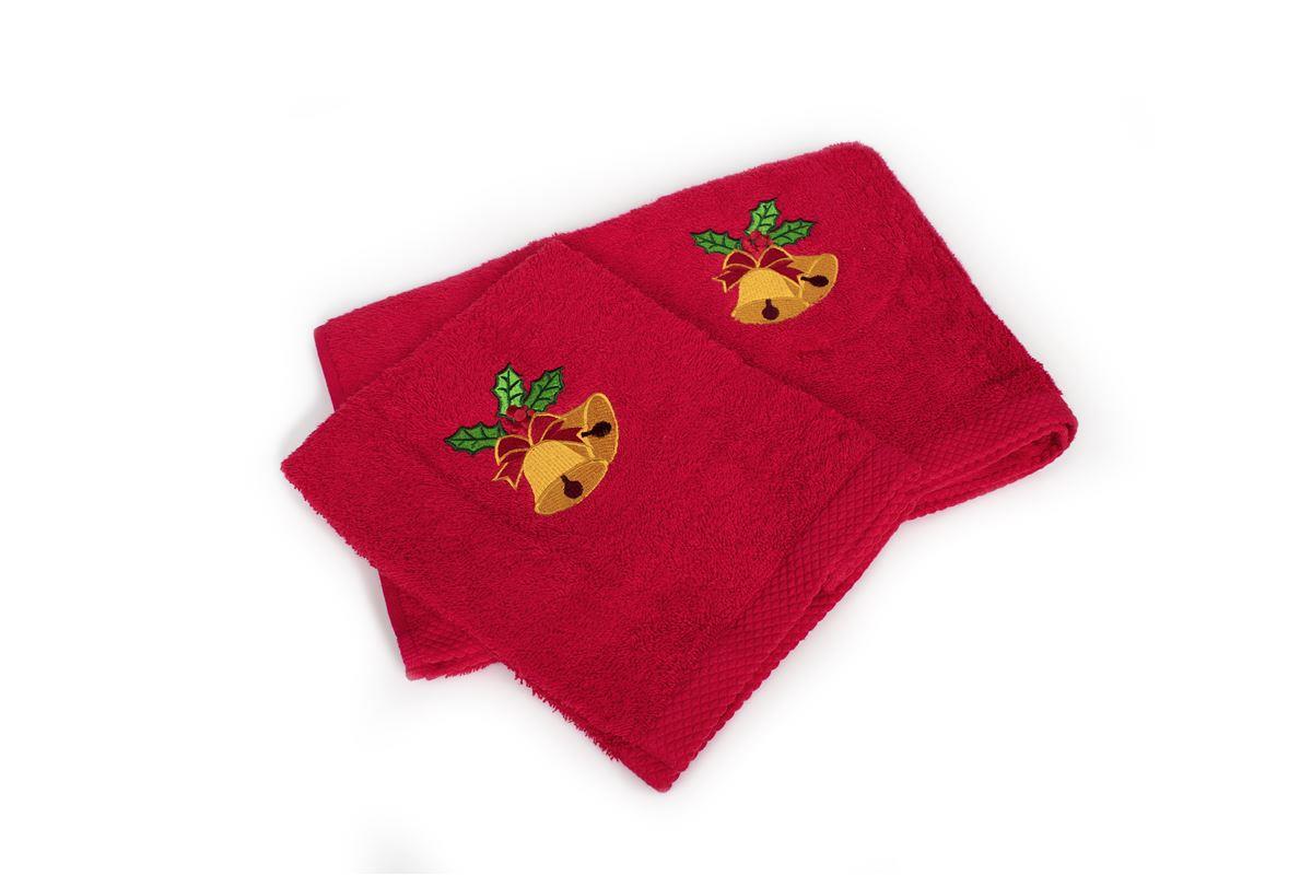 DimCol - ΣΗΜΑΝΤΙΚΟ: Σε περίπτωση διαφοράς τιμής από το κατάστημα ισχύει παντα και μόνο η τιμή του καταστήματος Χριστουγεννιάτικο Σετ Πετσέτες 2τμχ Βαμβακερό Bells Κόκ