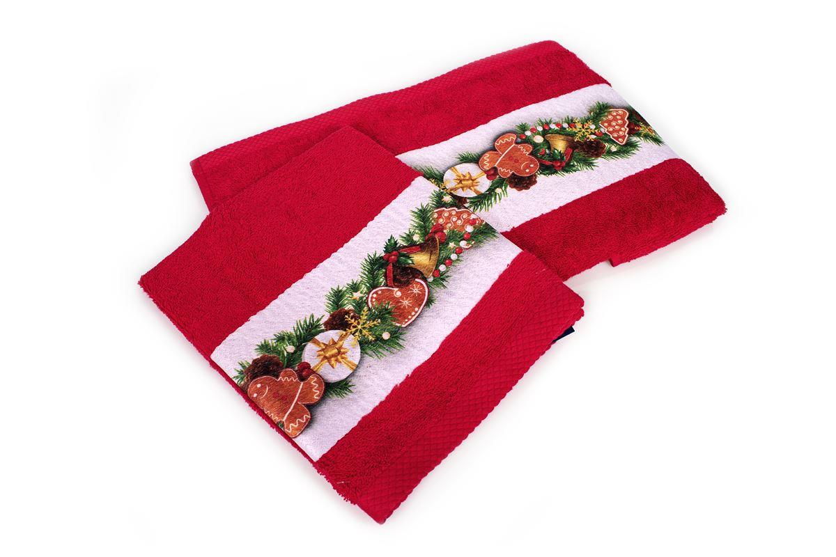 DimCol - ΣΗΜΑΝΤΙΚΟ: Σε περίπτωση διαφοράς τιμής από το κατάστημα ισχύει παντα και μόνο η τιμή του καταστήματος Χριστουγεννιάτικο Σετ Πετσέτες 2τμχ Βαμαβακερό Christma