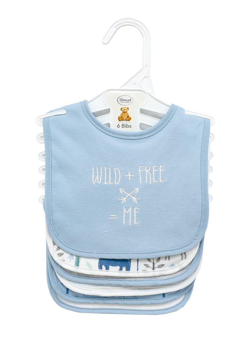 Σετ 6τμχ Σαλιάρες Interlock Polycotton 20x30εκ. Wild 23 Sky Blue Dimcol (Ύφασμα: 60% Cotton - 40% Polyester, Χρώμα: Μπλε) - DimCol - 31300702005