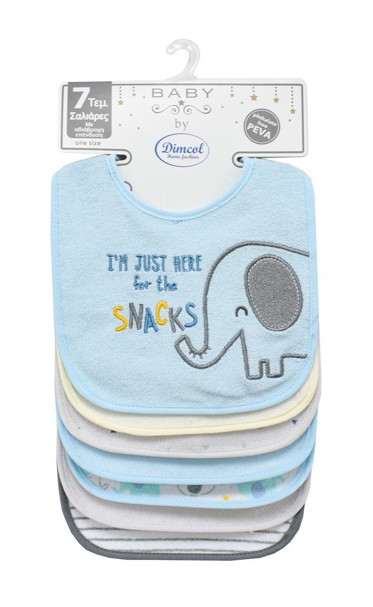 DimCol Σετ 7τμχ Σαλιάρες Polycotton Elephant 19 Sky Blue Dimcol (Ύφασμα: 60% Cotton - 40% Polyester, Χρώμα: Μπλε) - DimCol - 31300702003
