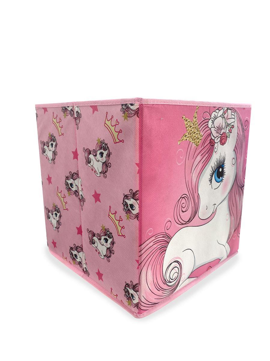 DimCol Κουτί-Σκαμπό Polyester Unicorn 10 Pink 30x30x30εκ. DimCol (Ύφασμα: Polyester, Υλικό: Mdf, Χρώμα: Ροζ) - DimCol - 54462802011