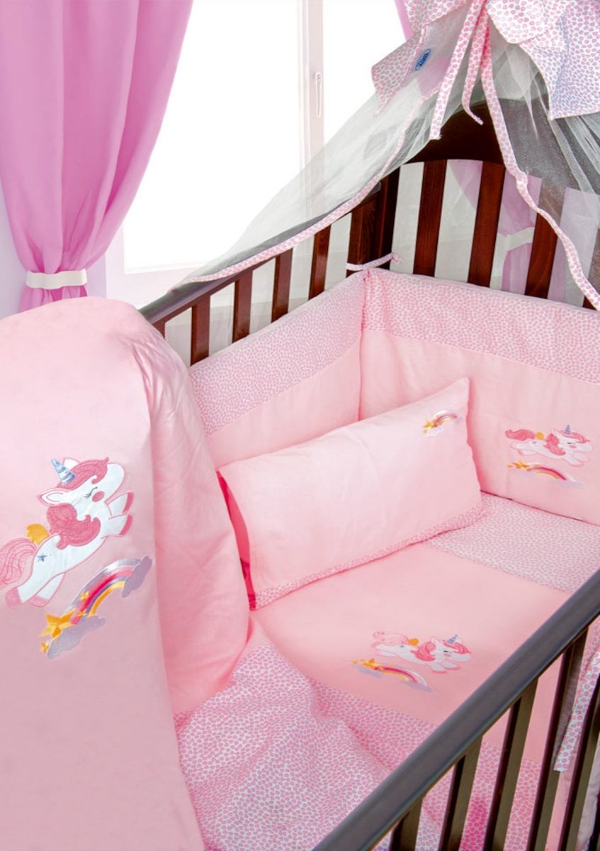 DimCol Σετ Βρεφική Προίκα 3τμχ Βαμβακερή Unicorn 41 Pink Dimcol (Ύφασμα: Βαμβάκι 100%, Χρώμα: Ροζ) - DimCol - 1212410006404126