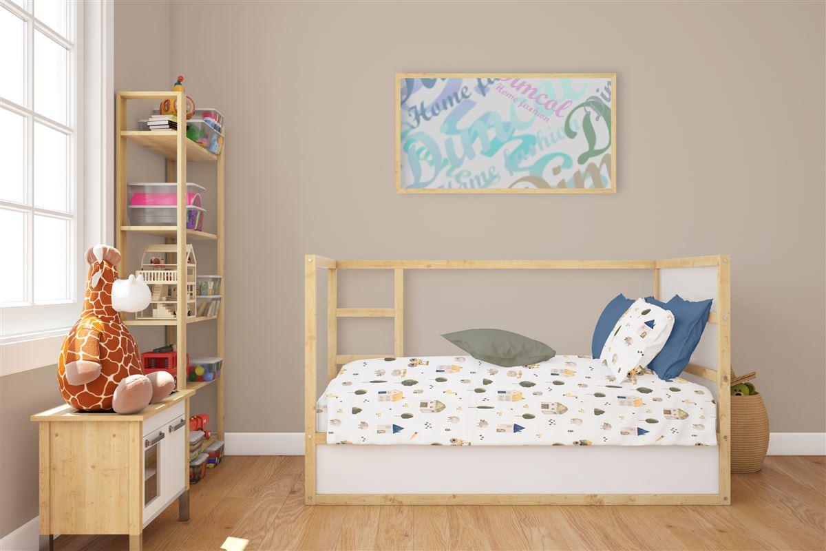 Σετ Σεντόνια 3τμχ Βαμβακερά Κούνιας 120x160εκ. Village 579 White-Green DimCol (Ύφασμα: Βαμβάκι 100%, Τύπος κατωσέντονου: Χωρίς Λάστιχο, Χρώμα: Λευκό, Μέγεθος: Σετ) - DimCol - 31112221058