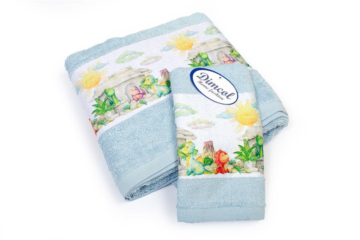 Πετσέτες 24home - ΣΗΜΑΝΤΙΚΟ: Σε περίπτωση διαφοράς τιμής από το κατάστημα ισχύει παντα και μόνο η τιμή του καταστήματος Σετ Πετσέτες 2τμχ Μπεμπέ Βαμβακερές Dinosaurs 310 Sky B