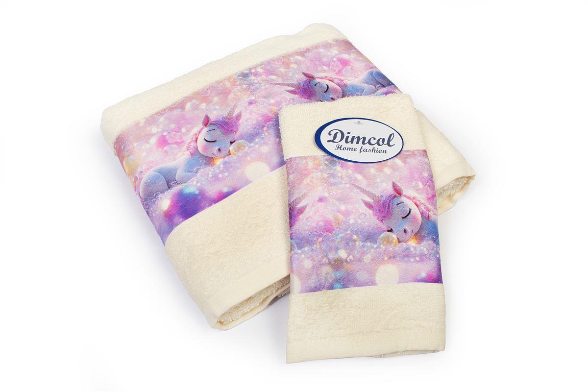 DimCol Σετ Πετσέτες 2τμχ Μπεμπέ Βαμβακερές Dreaming Unicorn 322 Ecru DimCol (Ύφασμα: Βαμβάκι 100%, Χρώμα: Εκρού ) - DimCol - 31160926058