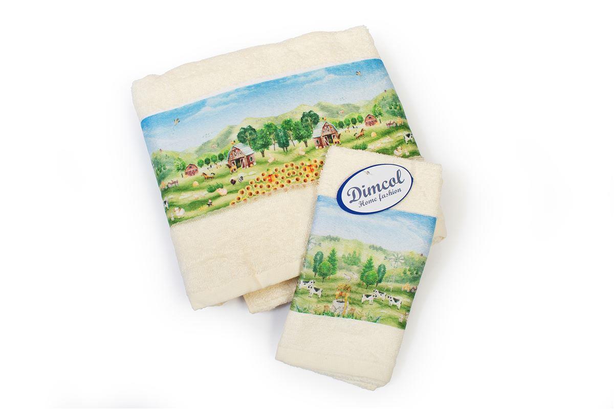 DimCol - ΣΗΜΑΝΤΙΚΟ: Σε περίπτωση διαφοράς τιμής από το κατάστημα ισχύει παντα και μόνο η τιμή του καταστήματος Σετ Πετσέτες 2τμχ Μπεμπέ Βαμβακερές Farm 341 Ecru DimCo