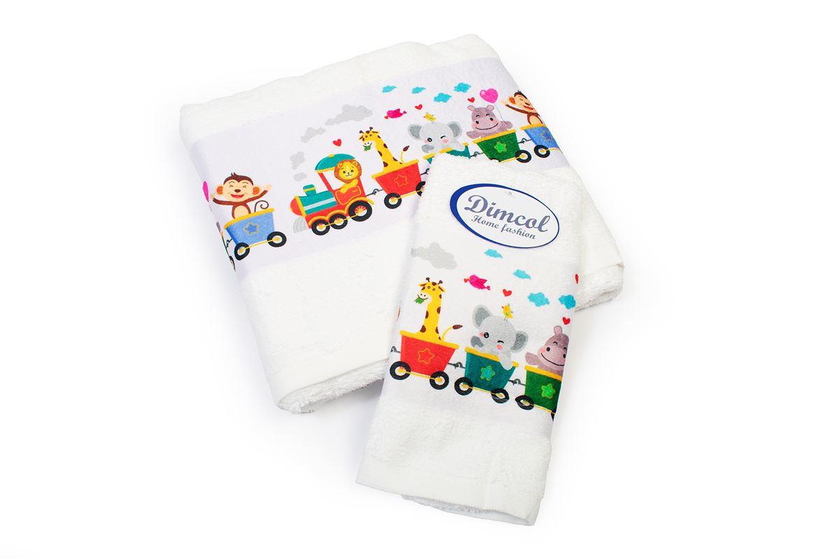 DimCol - ΣΗΜΑΝΤΙΚΟ: Σε περίπτωση διαφοράς τιμής από το κατάστημα ισχύει παντα και μόνο η τιμή του καταστήματος Σετ Πετσέτες 2τμχ Μπεμπέ Βαμβακερές Train 346 White Dim