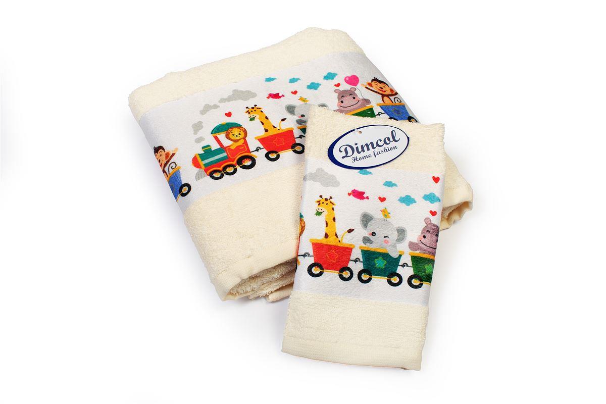 Σετ Πετσέτες 2τμχ Μπεμπέ Βαμβακερές Train 347 Ecru DimC