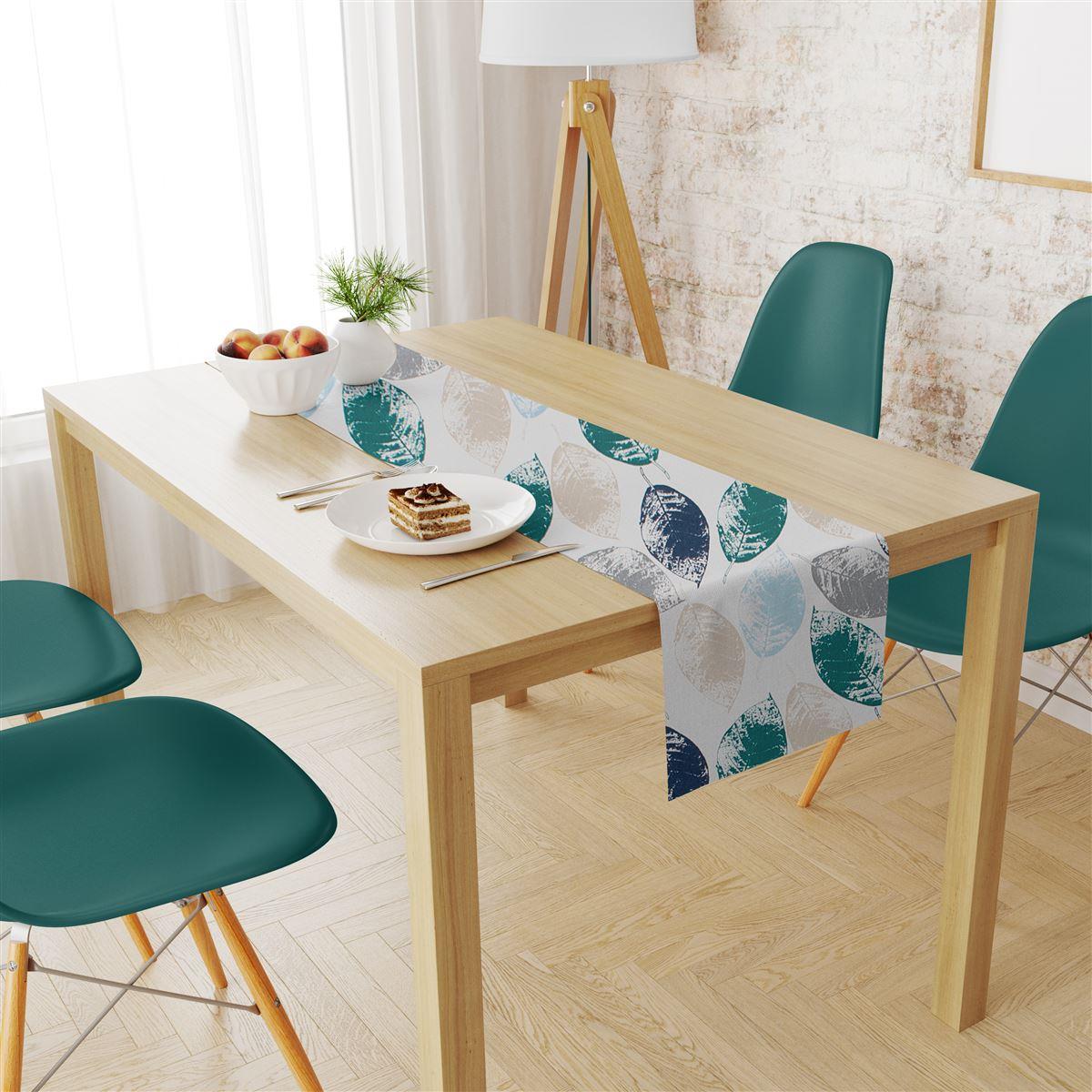 Runner Αλέκιαστο Polycotton 40x180εκ. Leaves 466 Petrol DimCol (Χρώμα: Πετρόλ , Ύφασμα: 70% Βαμβάκι-30% Polyester) - DimCol - 33313355004